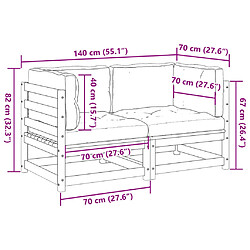 vidaXL Salon de jardin 2 pcs avec coussins bois de pin massif pas cher