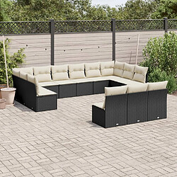 Maison Chic Salon de jardin avec coussins 13 pcs | Ensemble de Table et chaises | Mobilier d'Extérieur noir résine tressée -GKD50382