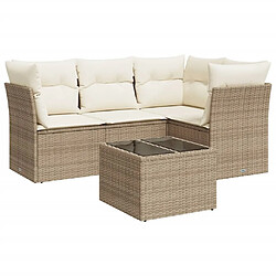 vidaXL Salon de jardin avec coussins 5 pcs beige résine tressée