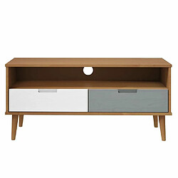 Acheter Maison Chic Meuble TV scandinave - Banc TV pour salon MOLDE Marron 106x40x49 cm Bois de pin massif -MN45869