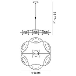 Luminaire Center Suspension Kromo télescopique 6 Ampoules G9 rond, chrome poli