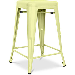 ICONIK INTERIOR Tabouret Stylix Métal Mat - 60cm Jaune pâle 