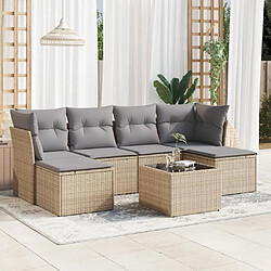 vidaXL Salon de jardin avec coussins 7 pcs beige résine tressée 