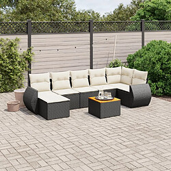 Maison Chic Ensemble Tables et chaises d'extérieur 8 pcs avec coussins,Salon de jardin noir résine tressée -GKD578859