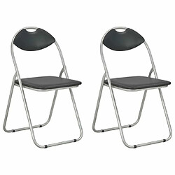 Maison Chic Lot de 2 Chaises pliantes à manger Chaise à dîner noir similicuir -MN19103