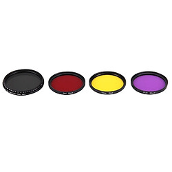 Wewoo Filtre rouge et jaune Violet pour GoPro HERO5 / 4s / 4/3 + / 3/2 Xiaomi Yi I / II 4K Sport Action caméra 4 en 1 Professionnel 52mm à lentille ND2-400 + + + FLD / 