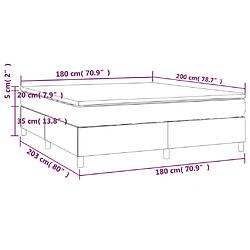 vidaXL Sommier à lattes de lit avec matelas Gris foncé 180x200cm Tissu pas cher