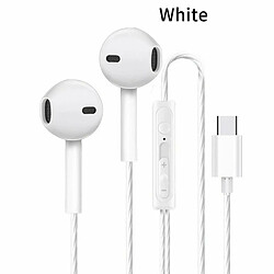 Type-C In-Ear Mobile Wire Control Casque Basse Stéréo Musique Écouteurs Sport Écouteurs Avec Microphone Blanc 