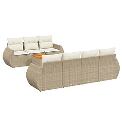 vidaXL Salon de jardin avec coussins 8 pcs beige résine tressée