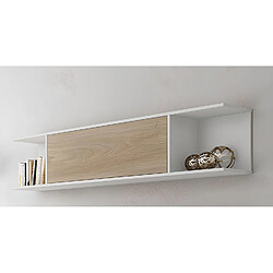 Pegane Etagère murale coloris chêne cambrian, blanc- Longueur 160 x Profondeur 27.8 x Hauteur 35.2 cm 