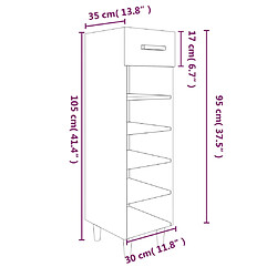 vidaXL Armoire à chaussures Blanc 30x35x105 cm Bois d'ingénierie pas cher