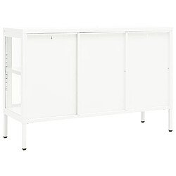 Maison Chic Buffet,Meuble de Rangement,commode pour salon,Cuisine Blanc 105x35x70 cm Acier et verre -MN17840 pas cher