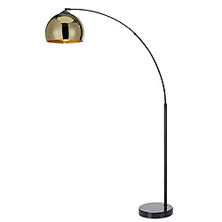 Versanora Lampadaire Arquer arc lampe de sol abat-jour doré pied marbre noir VN-L00012-EU