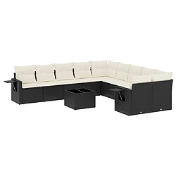 Maison Chic Salon de jardin 11 pcs avec coussins | Ensemble de Table et chaises | Mobilier d'Extérieur noir résine tressée -GKD37065