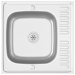 vidaXL Jeu d'évier de cuisine et égouttoir argenté 600x600x155 mm inox