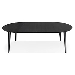 Alterego Table à dîner ronde extensible 'ORTENSIA' en bois noir - 120-220x120 cm