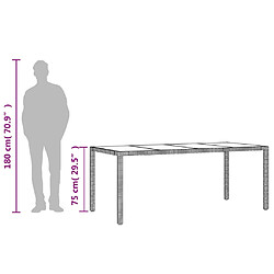 vidaXL Table de jardin dessus en verre Noir 190x90x75cm Résine tressée pas cher