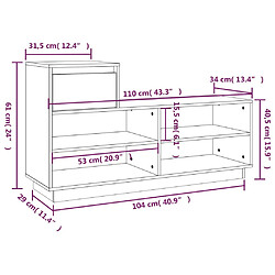 vidaXL Armoire à chaussures Noir 110x34x61 cm Bois de pin massif pas cher