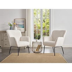 Vente-Unique Fauteuil en tissu bouclette blanc SILETO