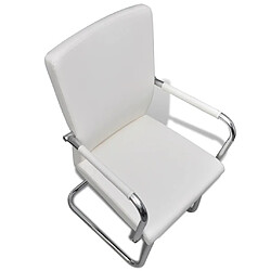 Avis vidaXL Chaises à manger cantilever lot de 6 blanc similicuir