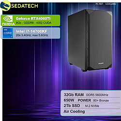 Sedatech PC Gamer Silent Silent • Intel i7-14700KF • RTX4060Ti • 32Go DDR5 • 2To SSD M.2 • sans OS