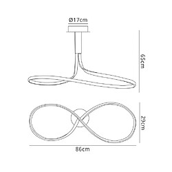 Luminaire Center Semi Plafonnier Nur Tall 40W LED 3000K, 3200lm, argent/acrylique givré/chrome poli