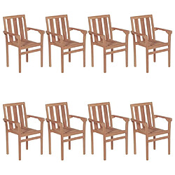 Maison Chic Lot de 8 Chaises de jardin avec coussins,Fauteuil d'extérieur empilables Teck solide -MN26810