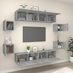 Avis Maison Chic Ensemble de meubles TV 8 pcs | Banc TV Moderne pour salon | Meuble de Rangement - Sonoma gris Bois d'ingénierie -MN96615