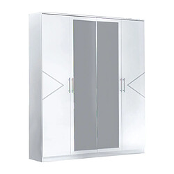 Dansmamaison Armoire 2 portes + 2 portes miroir Blanc brillant - LADABI