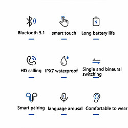 Avis Tws Casque Sans Fil Bluetooth 5.1 Écouteurs Intra-Auriculaires À Contrôle Tactile Numérique Avec Microphone Hd Noir