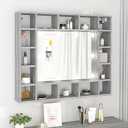 vidaXL Armoire à miroir avec LED Sonoma gris 91x15x76,5 cm