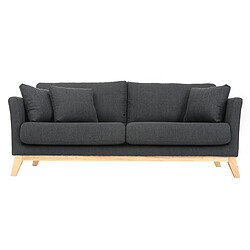 Miliboo Canapé scandinave 3 places déhoussable gris foncé et pieds bois OSLO 