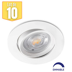 BRAYTRON Lot de 10 spots LED encastrables 3en1 rond blanc 7W IP20 Dimmable