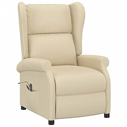 vidaXL Fauteuil inclinable électrique à oreilles crème tissu