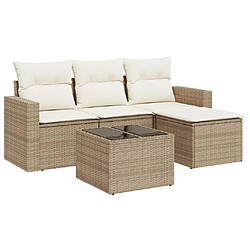 vidaXL Salon de jardin avec coussins 5 pcs beige résine tressée