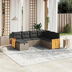 Maison Chic Salon de jardin avec coussins 7 pcs, Ensemble Tables et chaises de jardin, gris résine tressée -GKD414086