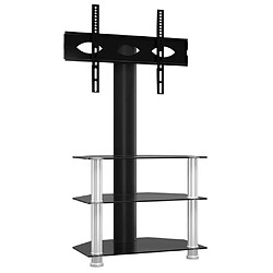 Maison Chic Meuble TV d'angle 3 niveaux, Banc TV pour salon, Meuble de rangement pour 32-70 pouces noir et argenté -GKD98966