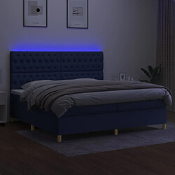 Avis vidaXL Sommier à lattes de lit et matelas et LED Bleu 200x200 cm Tissu