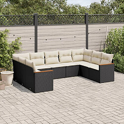 Maison Chic Ensemble Tables et chaises d'extérieur 9 pcs avec coussins,Salon de jardin noir résine tressée -GKD228312