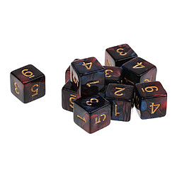 Avis 10pcs 6 sided dés d6 dés polyédriques pour les donjons et les dragons jeux de table bleu rouge