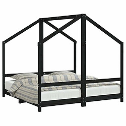 Maison Chic Lit simple Cadre de lit pour enfant,Lit d'Enfant Moderne noir 2x(80x160) cm bois de pin massif -MN44327