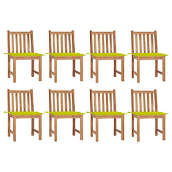 vidaXL Chaises de jardin lot de 8 avec coussins Bois de teck massif 