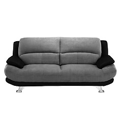 Vente-Unique Canapé 3 places en microfibre MUSKO - Bicolore gris et noir