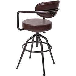 Decoshop26 1x tabouret de bar pivotant style industriel réglable en hauteur marron vintage avec dossier TDB04058