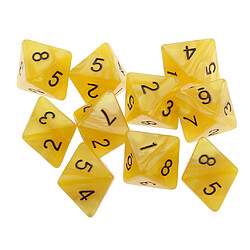 10pcs Dés 8 Faces D8 Dés Polyédriques Pour Les Jeux De Table De Fête Jaune