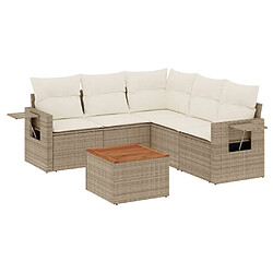 vidaXL Salon de jardin avec coussins 6 pcs beige résine tressée