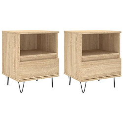 Maison Chic Lot de 2 Tables de chevet,Table de nuit,Table d'appoint pour salon chêne sonoma 40x35x50 cm bois ingénierie -MN13636