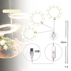 Avis LED élèvent La Lampe Légère Pour Plante En Pot D'intérieur à Spectre Complet Trois Têtes Jaune