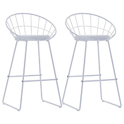 vidaXL Chaises de bar lot de 2 blanc similicuir 