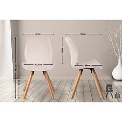 Decoshop26 Lot de 2 chaises de salle à manger en velours crème style scandinave pieds bois CDS101124